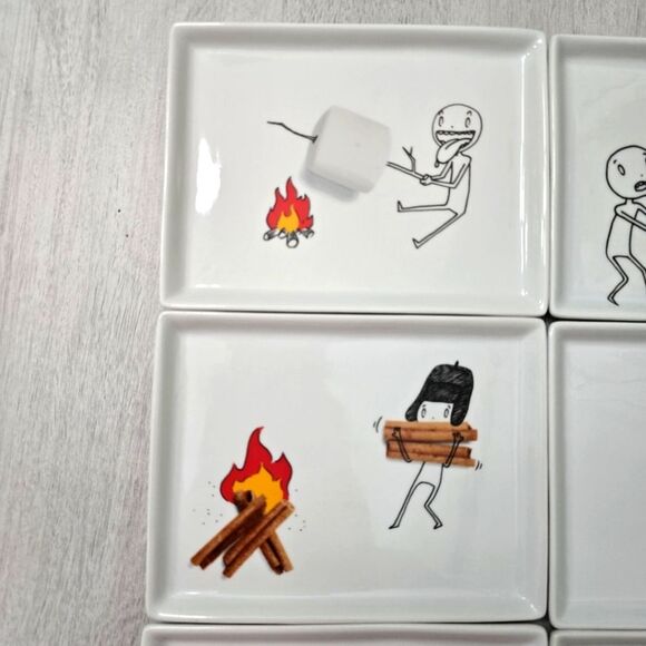 NOT FOR SALE Crate & Barrel OLIVER Ceramic Appetizer Snack Plates Set of 6 - Picture 6 of 7